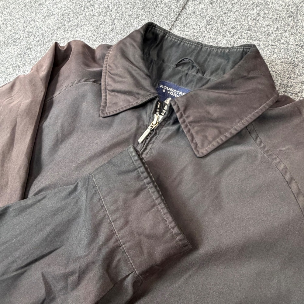 Roundtree & Yorke Outdoors Men Small Black Harrington Full Zip Jacket Plaid Line